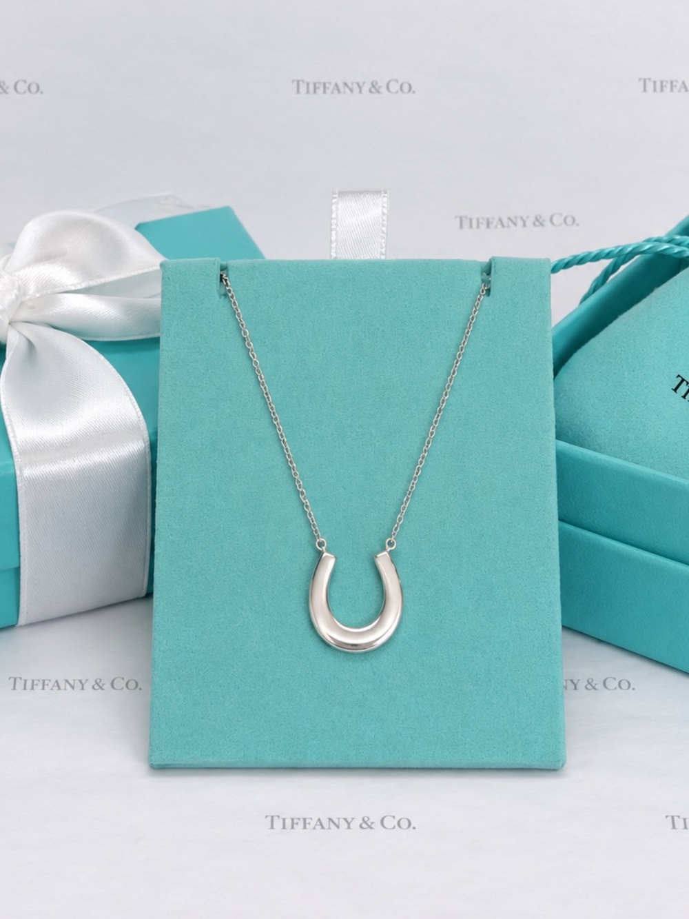 New Tiffany & Co. Lucky 1837 Horseshoe Pendant Necklace Sterling Silver Gift Box